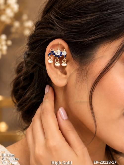 Elegant Peacock Earrings With Kundan And Pearl Drops