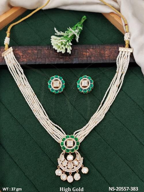 Designer Full Stone Pearl Kundan Necklace Set