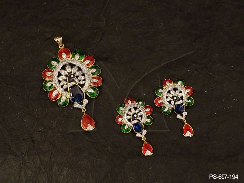 peacock style designer beautiful traditional exclusive jewellery ad pendant set