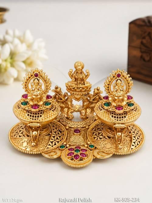 Beautiful Rajwadi Kumkum Box Temple Jewellery Design