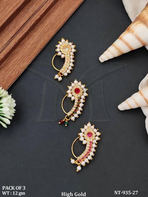 Designer Traditional Maharashtrian Nose Ring Set for Women