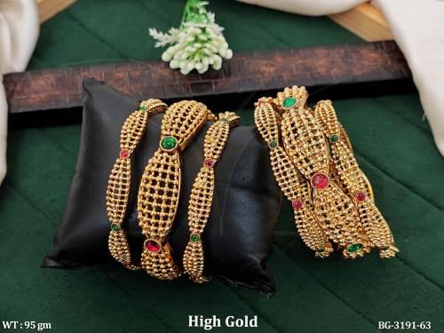 Antique Designer Bangles Set High Gold Polish