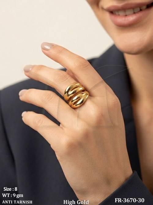 Modern High Gold Layered Adjustable Finger Ring