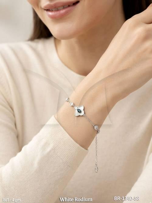 Elegant White Rodium Stone Bracelet for Women