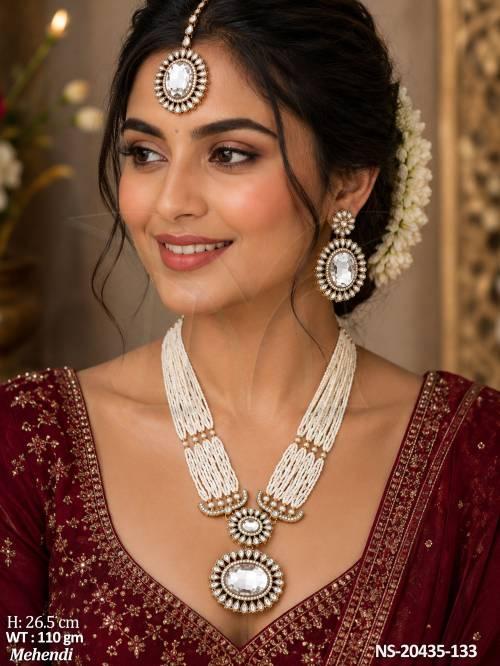 Designer Kundan Pearl Mehendi Necklace Set