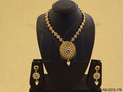 paan oval polki necklace set