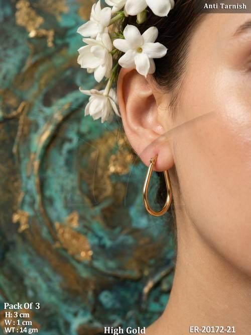 Elegant Anti Tarnish High Gold Hoop Earrings