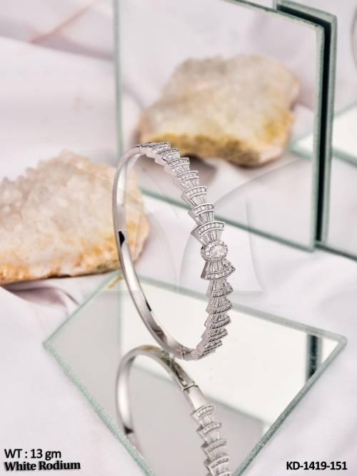 Luxury White Rhodium Diamond Kada Party Wear