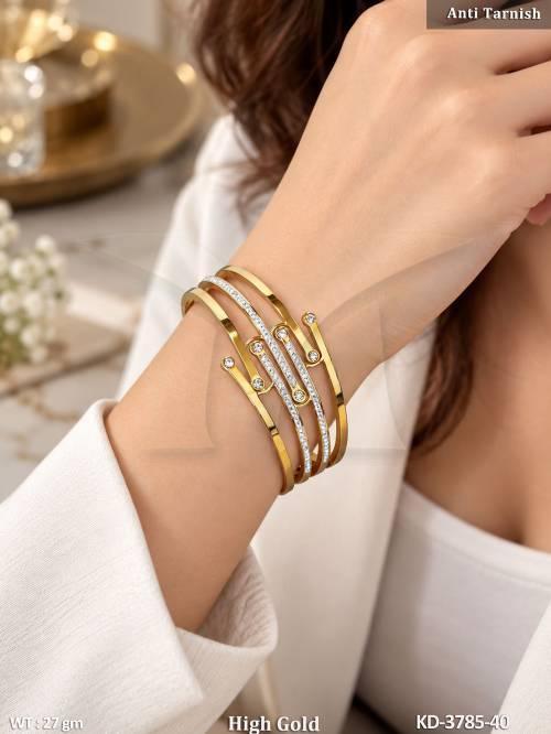 Beautiful AD Stone High Gold Designer Kada