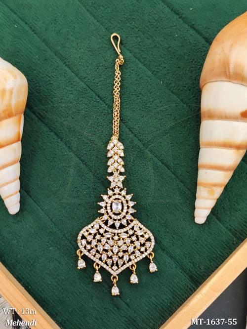 Traditional AD Stone Maang Tikka Elegant Wedding Jewellery