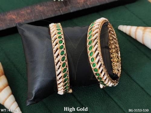 Antique Green Stone Designer Bangles