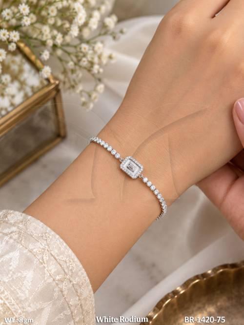Stylish Square Motif Diamond Bracelet for Women