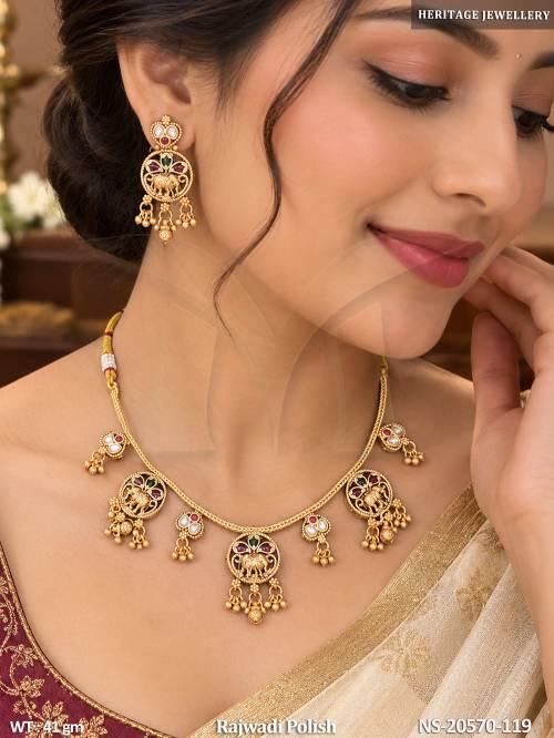 Traditional Elephant Design Kundan Necklace Set