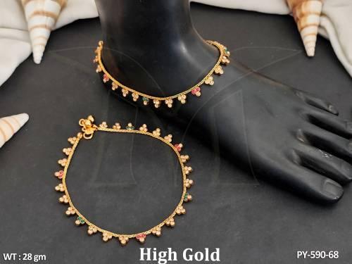 Antique Jewellery High Gold polish Fancy Design Antique Payal Set