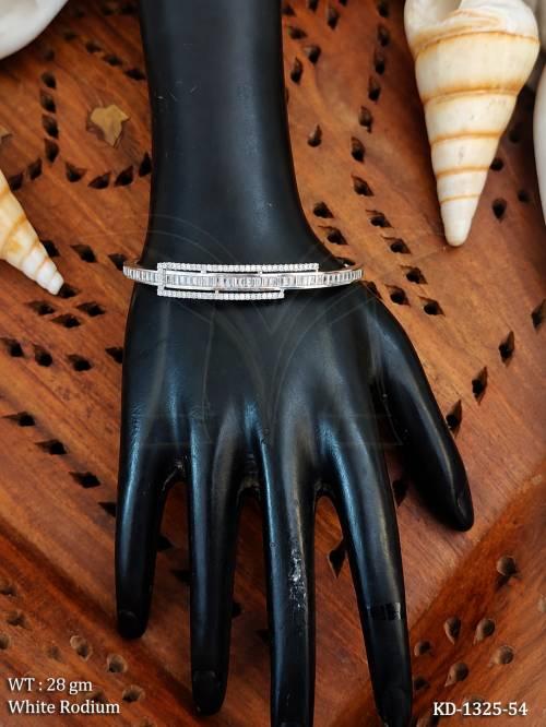 American Diamond Trendy White Rodium AD Kada