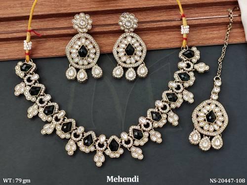 Antique Mehendi Full Stone Necklace Set