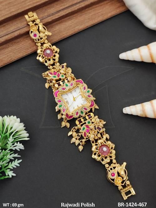 Fancy Antique Gold Polish Floral Watch