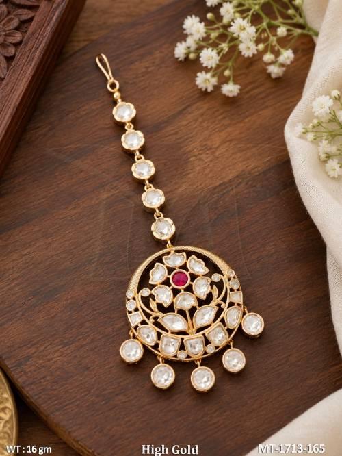 Traditional Kundan Floral Maang Tikka Fancy Designer