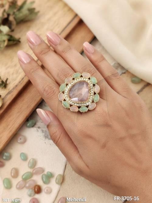 Vintage Full Stone Floral Border Ring