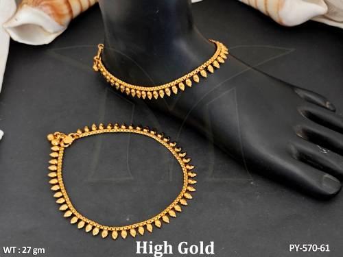 Antique Jewellery High Gold Polish Fancy Design Antique Payal Set