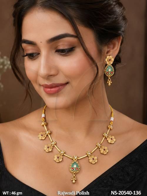 Royal Rajputi Flower Motif Necklace Set