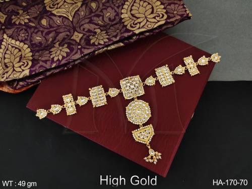 High Gold Polish Designer Fancy Style Beautiful Hair Accessories Sheeshphool Kundan Matha Patti