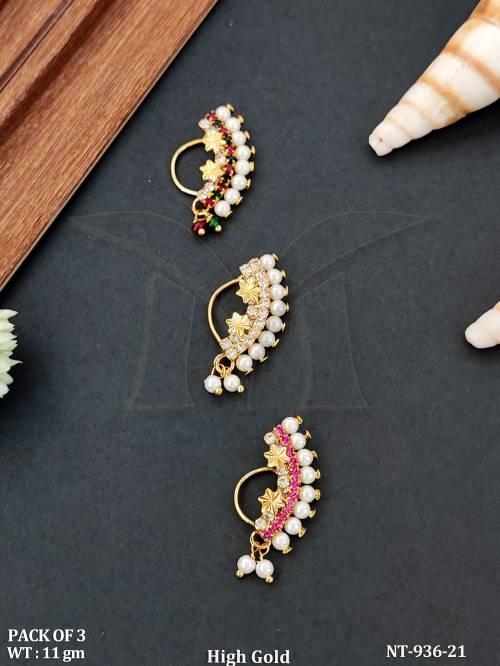 Designer Floral Maharashtrian Nose Ring Set for Women