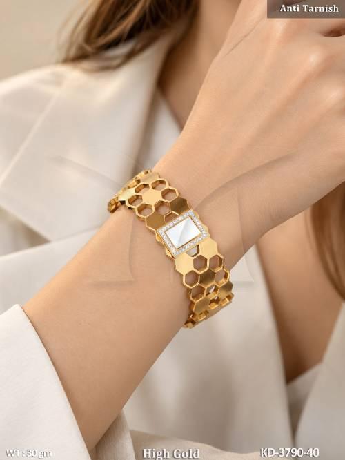 Elegant American Diamond Square Stone Designer Kada