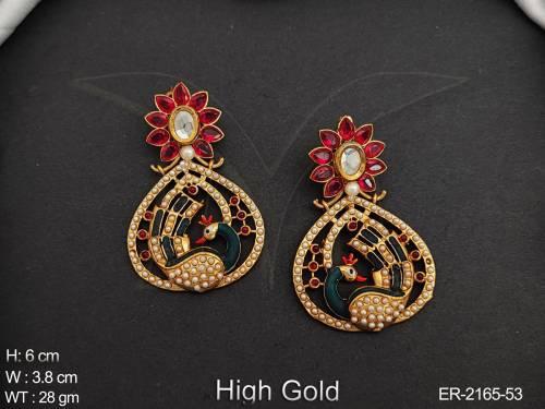paan in face peacock antique earrings