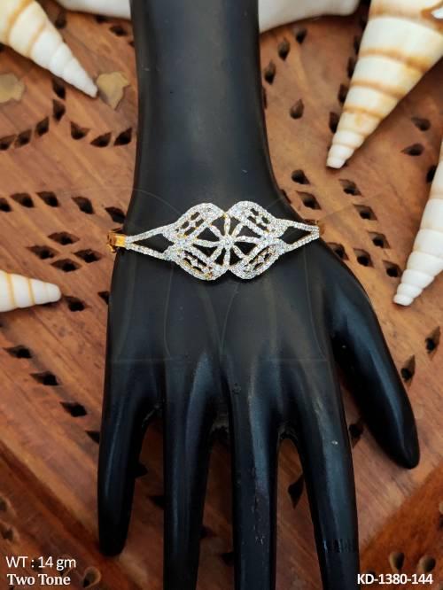 Beautiful Design Two Tone Polish Full Stone Kada 