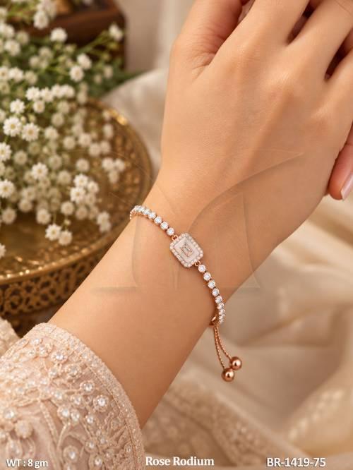 Elegant Rose Rodium Full Stone Bracelet
