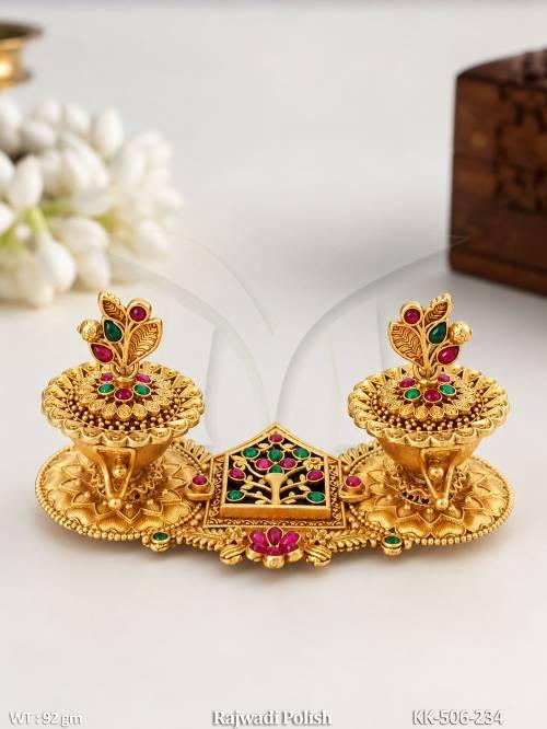 Beautiful Temple Sindoor Box High Gold Rajwadi Polish