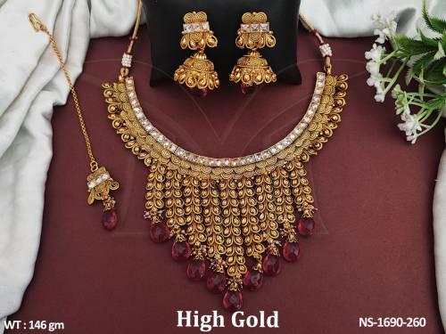 multiple choti with chakri style antique necklace set