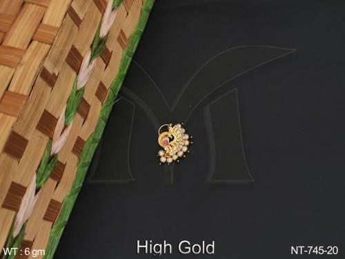 High Gold Polish Antique Jewelry Fancy Peacock Design Indian Traditional Jewelry Beautiful Antique Nath 