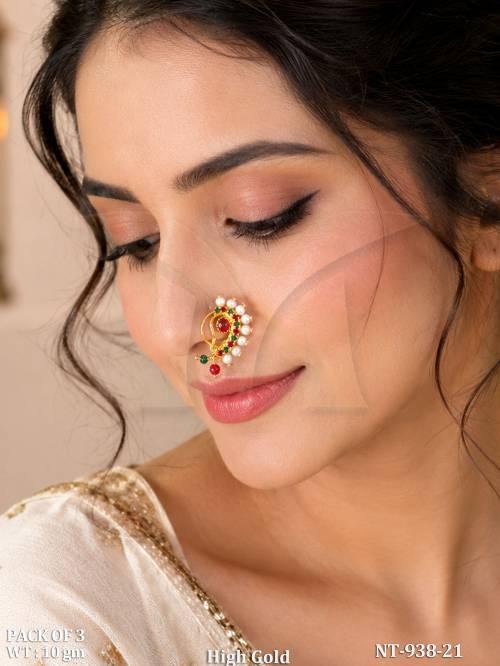 Designer High Gold Maharashtrian Nose Ring Set