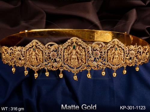 Laxmi Design Matte Gold Polish Fancy Desing Temple Jewellery Temple Kamarpatta Hip Belt