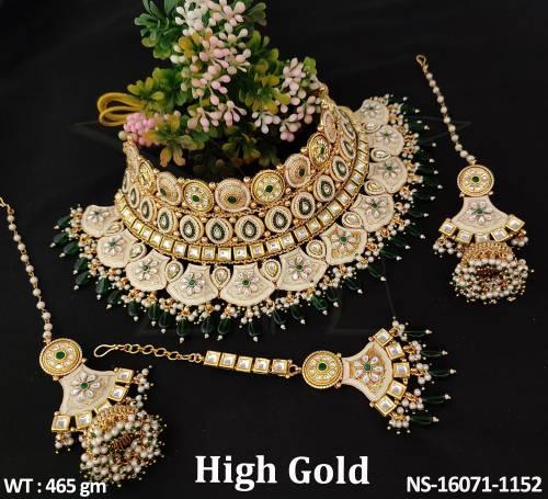 Kundan Jewelry High Gold Polish Wedding Wear Beautiful Design Indian Traditional Jewelry Kundan Choker Set