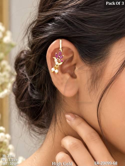 Stylish Floral Pearl Drop Earrings