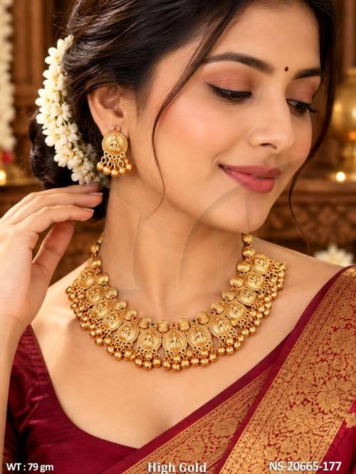 Traditional Temple Jewellery Necklace Set With Earrings