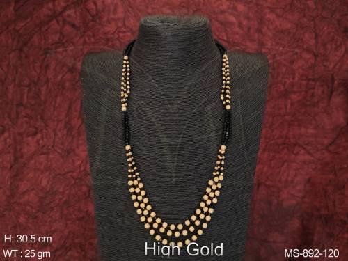 High Gold Polish Beautiful Antique Beaded Party wear Long Mala Set