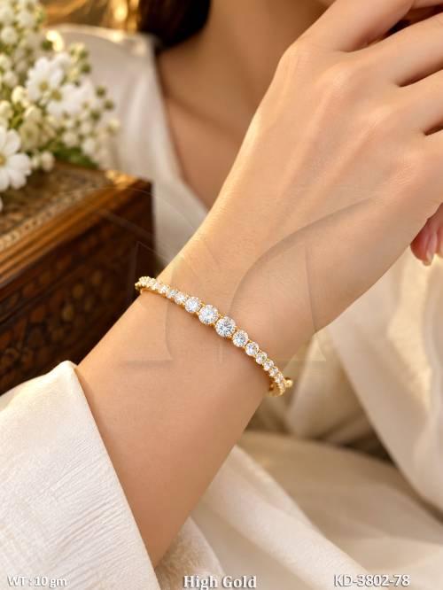 Classic American Diamond High Gold Finish Designer Kada