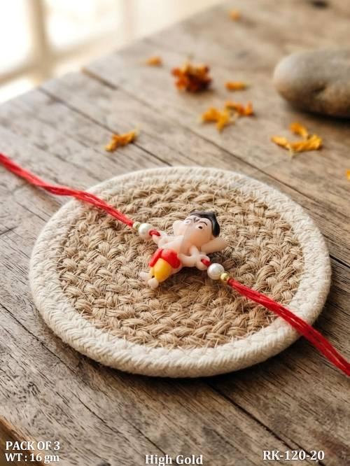 Premium High Gold Ganesha Rakhi for Brother Pack of 3