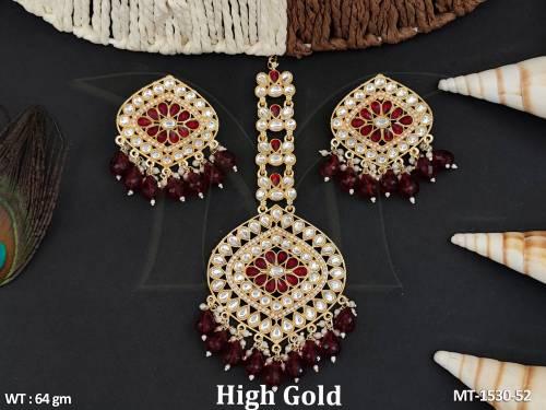 Antique Jewellery Designer High Gold Polish Paerty Wear Maang tikka