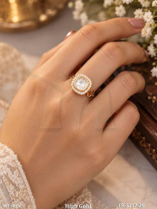 Elegant Kundan American Diamond Finger Ring