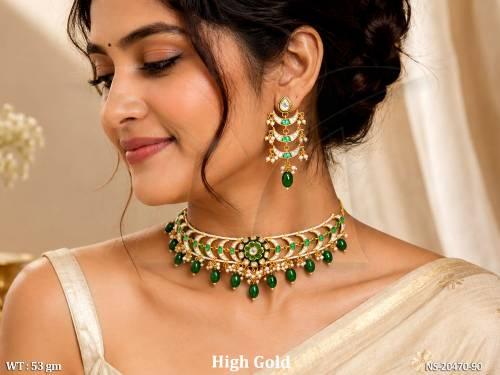 Designer Full Stone Pearl Necklace Set with Earrings